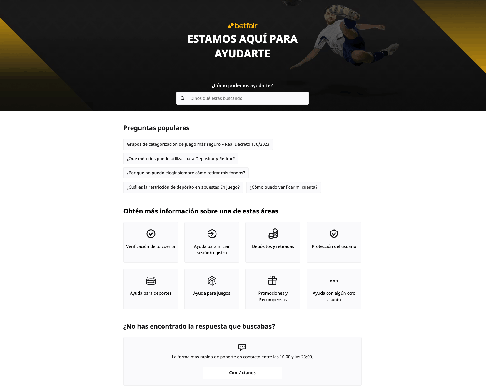 Atención al cliente betfair