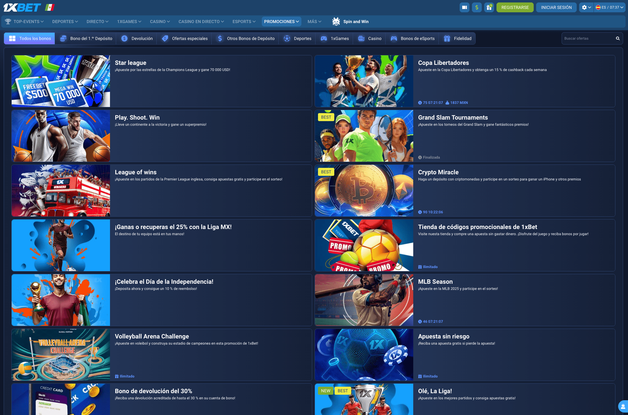 otros bonos 1xbet latam