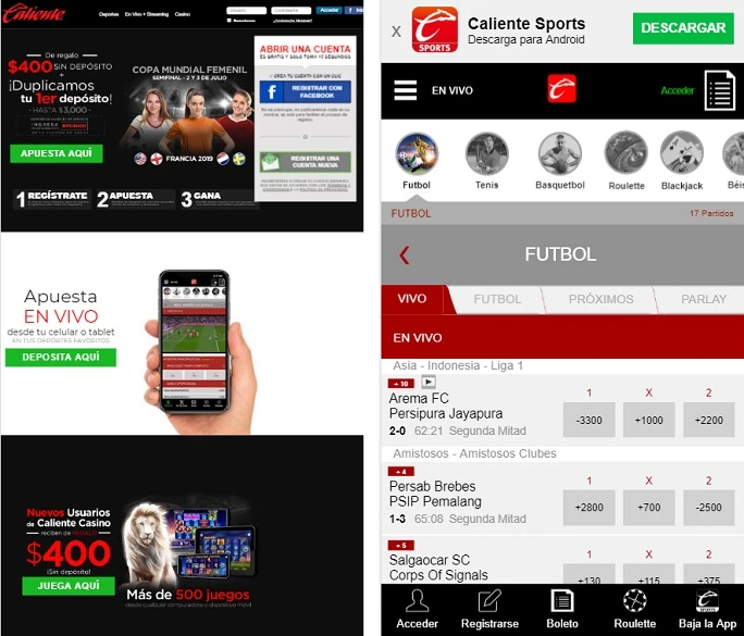 Caliente imagen app mÃ³vil