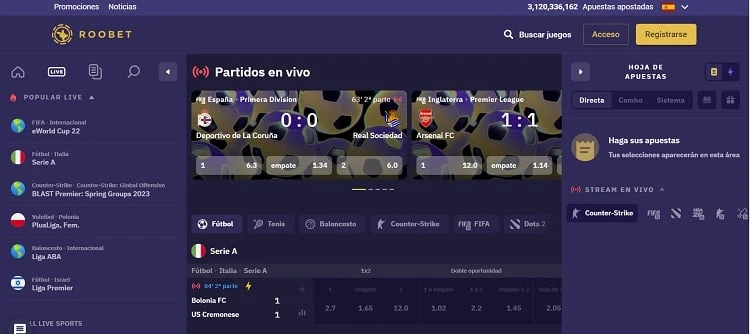 Roobet apuestas live2