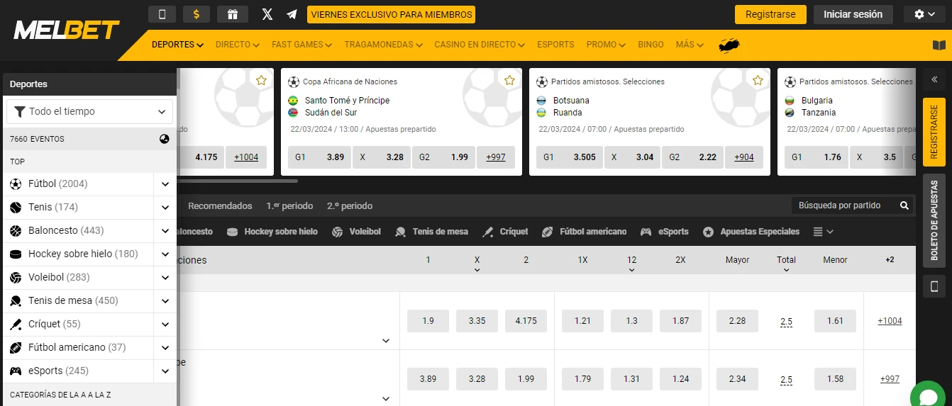 Melbet mercados de deportes