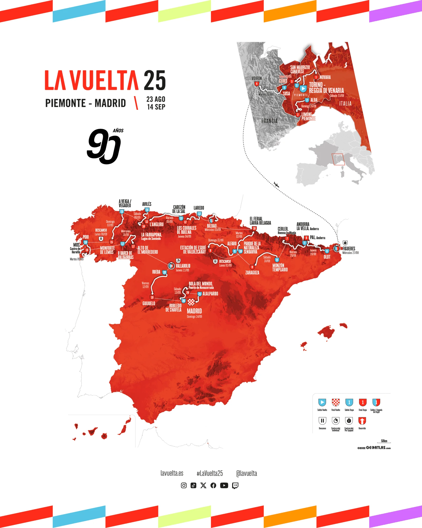 La Vuelta a España 2025 Vuelta a España 2025, edición 80 y 90avo aniversario.