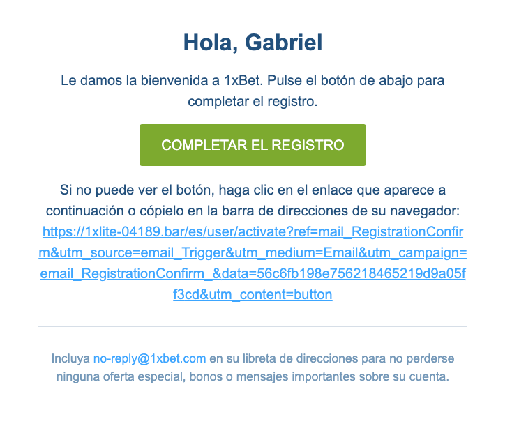 Completar registro en 1xbet Venezuela