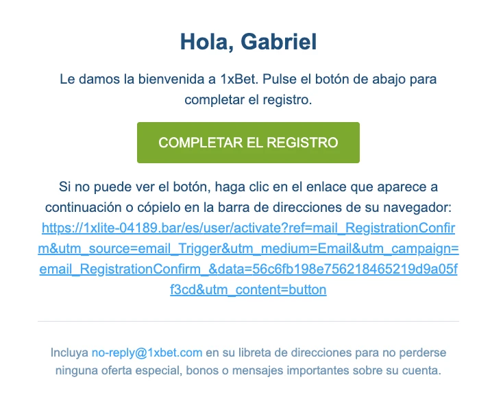 Completar registro en 1xbet Venezuela