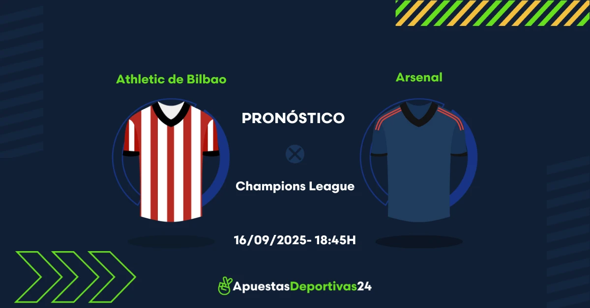 Pronóstico Athletic Bilbao vs Arsenal (16/09/25) - Apuestas y Cuotas