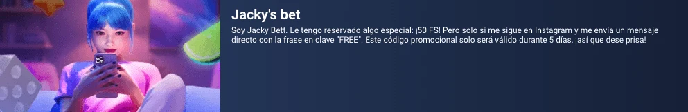 Promo “Jacky’s Bet” – 1XBET Casino