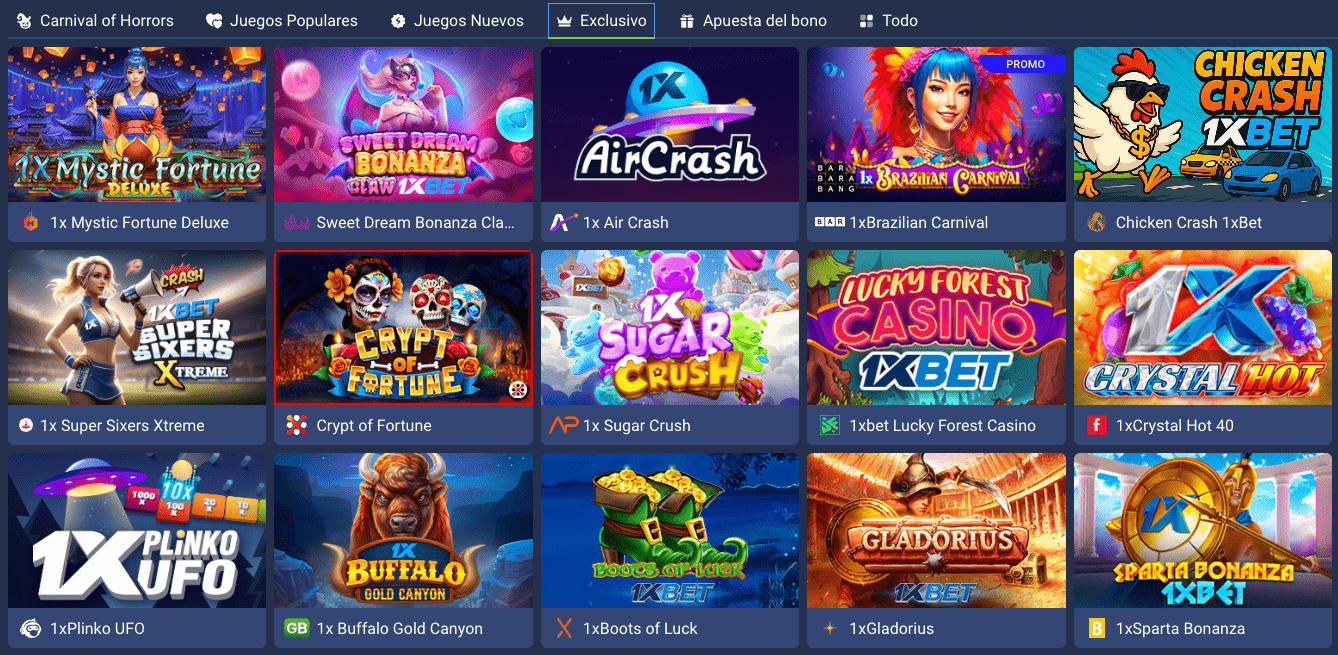 Slots exclusivas de 1XBET