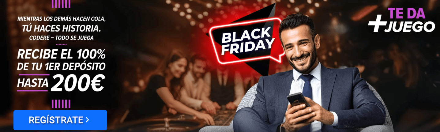 🎁 Codere España – Bienvenida 100% hasta 200€ (50% freebet + 50% casino)