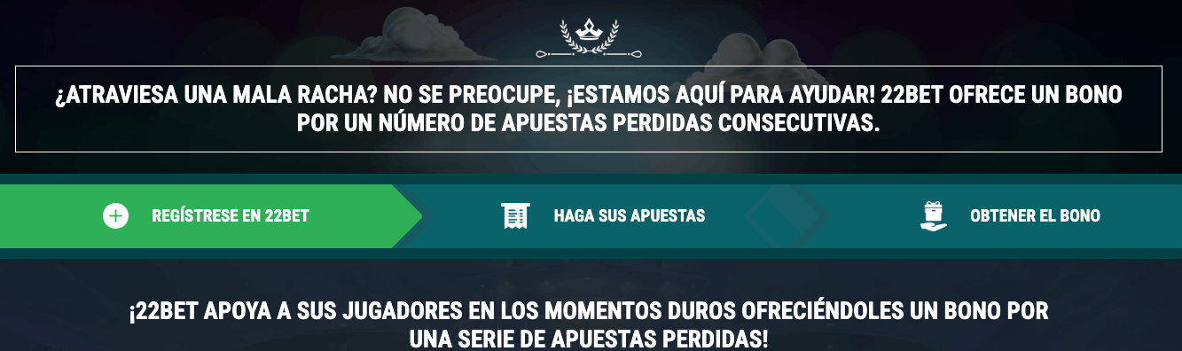 Losing Streak Betting Cashback at 22BET