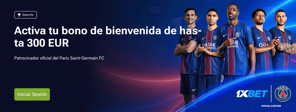 Bono de bienvenida 1xbet 100% hasta 300€