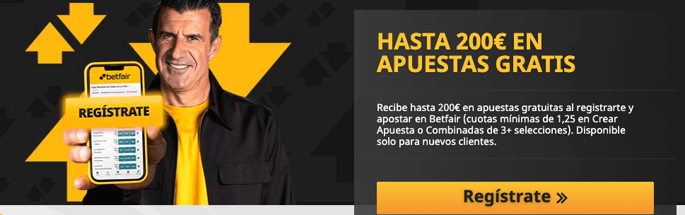 Bono de bienvenida Betfair de hasta 200€ en apuestas gratis