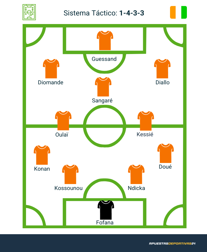 posible alineación de Costa de Marfil en el mundial