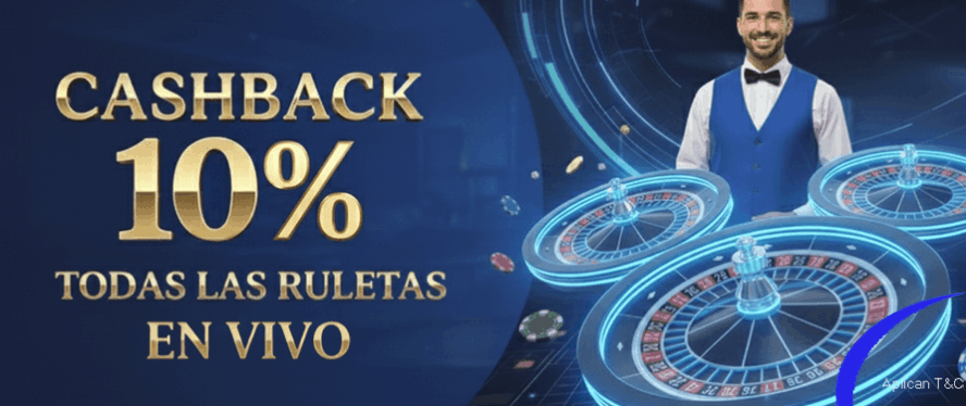 Cashback 10% Ruleta en Vivo