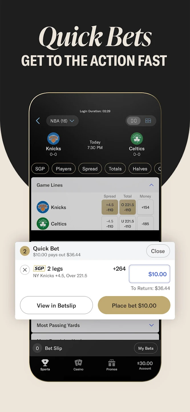 quick bets betmgm