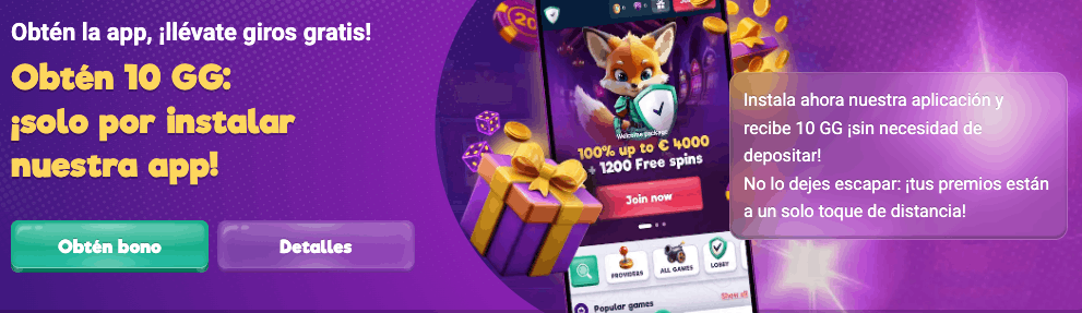 Bono SafeCasino por descargar la app